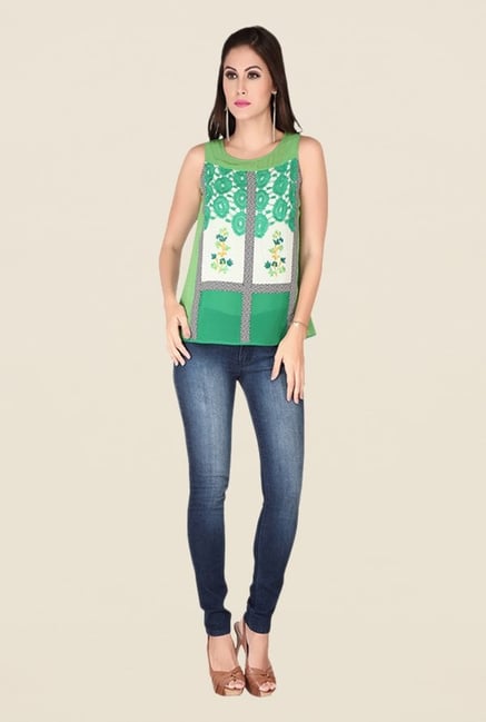 Soie Green Printed Top Soie Green Printed Top