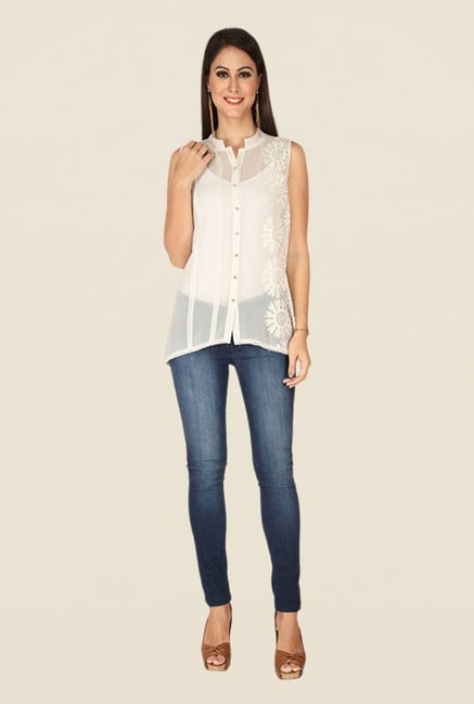 Soie Off White Embroidered Top Soie Off White Embroidered Top