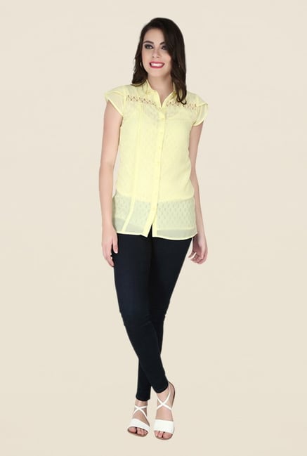 Soie Yellow Self Print Top Soie Yellow Self Print Top