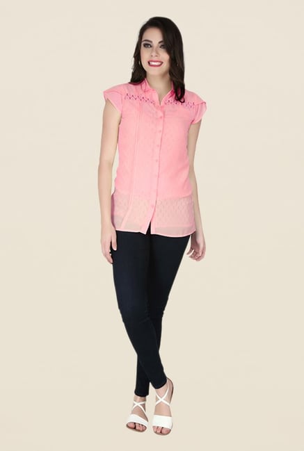 Soie Rose Pink Self Print Top Soie Rose Pink Self Print Top