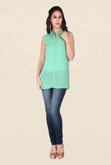 Soie Green Printed Top Soie Green Printed Top