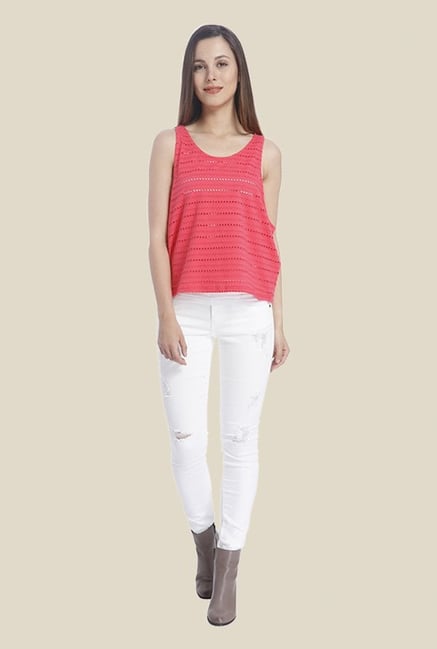 Vero Moda Coral Self Print Tank Top Vero Moda Coral Self Print Tank Top