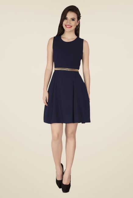 Soie Navy Solid Dress Soie Navy Solid Dress