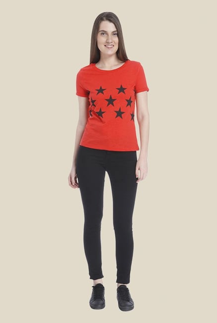 Vero Moda Orange Printed T Shirt Vero Moda Orange Printed T Shirt