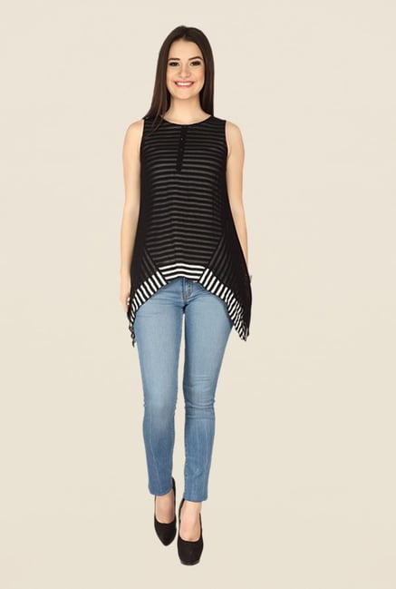 Soie Black Striped Top Soie Black Striped Top
