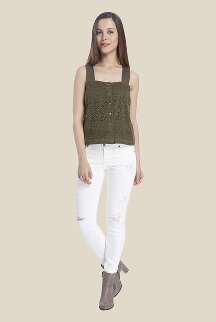 Vero Moda Olive Lace Top Vero Moda Olive Lace Top