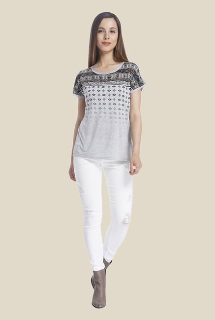 Vero Moda Grey Printed T Shirt Vero Moda Grey Printed T Shirt