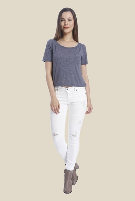 Vero Moda Blue Textured T Shirt Vero Moda Blue Textured T Shirt