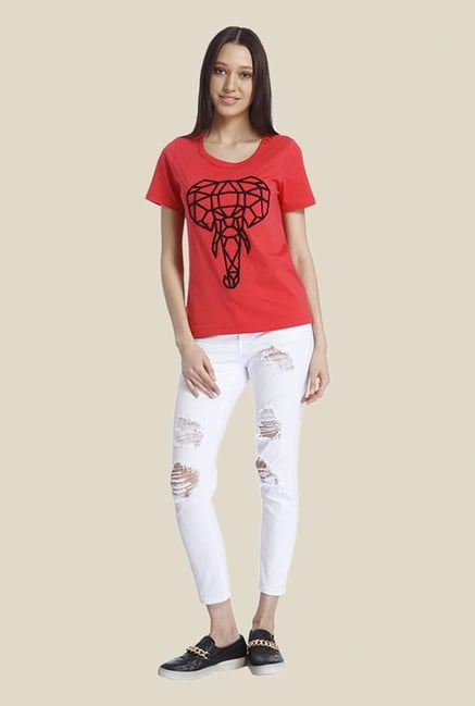 Vero Moda Coral Embroidered T Shirt Vero Moda Coral Embroidered T Shirt
