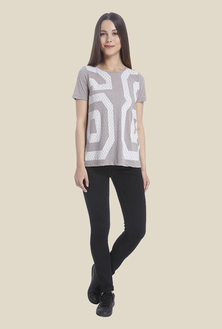 Vero Moda Grey Printed T Shirt Vero Moda Grey Printed T Shirt