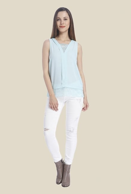 Vero Moda Sky Blue Lace Top Vero Moda Sky Blue Lace Top