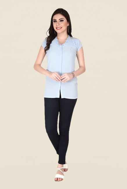 Soie Blue Solid Top Soie Blue Solid Top