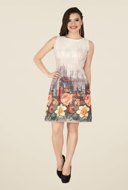 Soie Beige Floral Print Dress Soie Beige Floral Print Dress