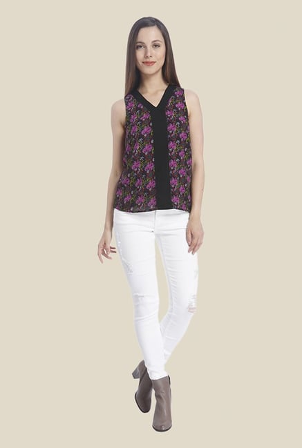Vero Moda Black Floral Print Top Vero Moda Black Floral Print Top