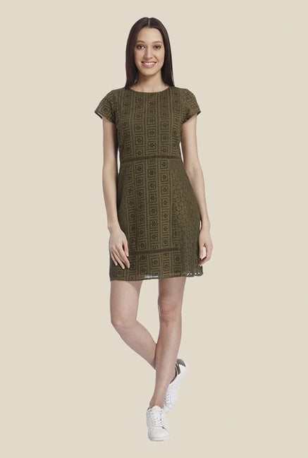 Vero Moda Olive Self Print Dress Vero Moda Olive Self Print Dress