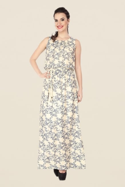 Soie Beige Printed Maxi Dress Soie Beige Printed Maxi Dress
