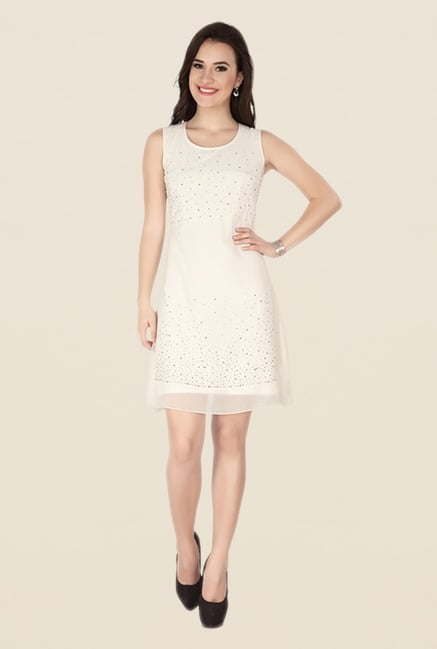 Soie Off White Embellished Dress Soie Off White Embellished Dress