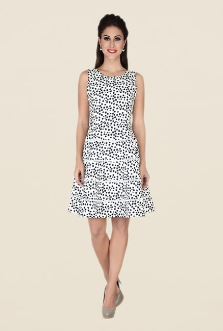 Soie Off White & Black Printed Dress Soie Off White & Black Printed Dress