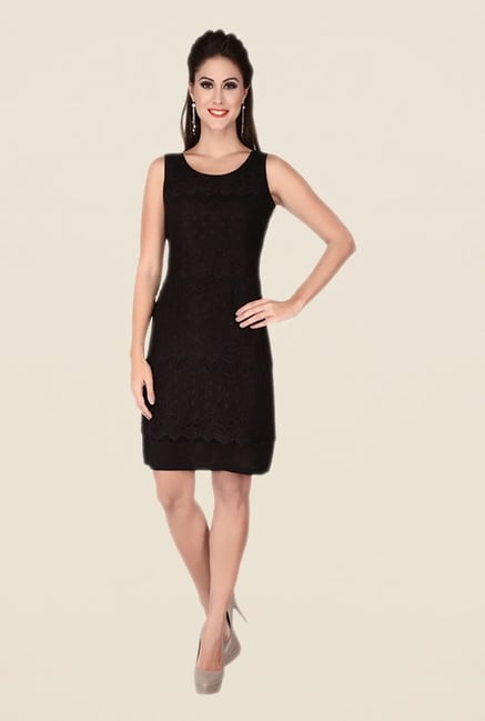 Soie Black Self Print Dress Soie Black Self Print Dress