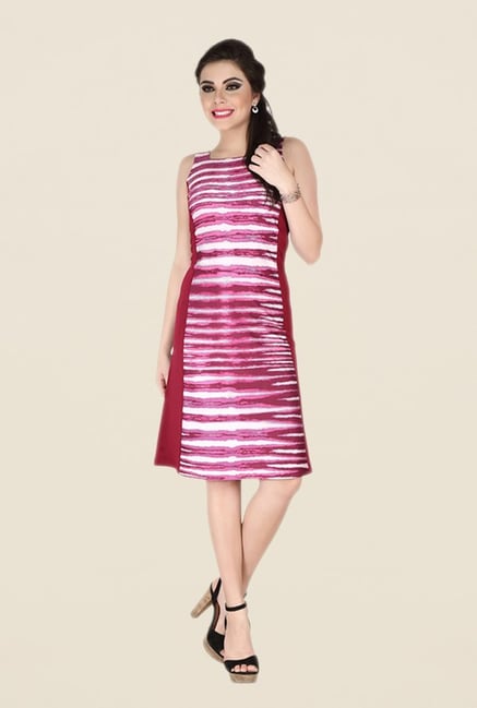 Soie Maroon Printed Dress Soie Maroon Printed Dress