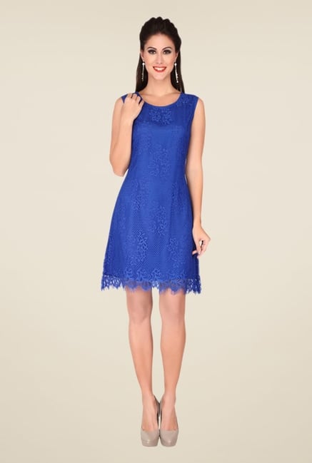 Soie Blue Self Print Dress Soie Blue Self Print Dress