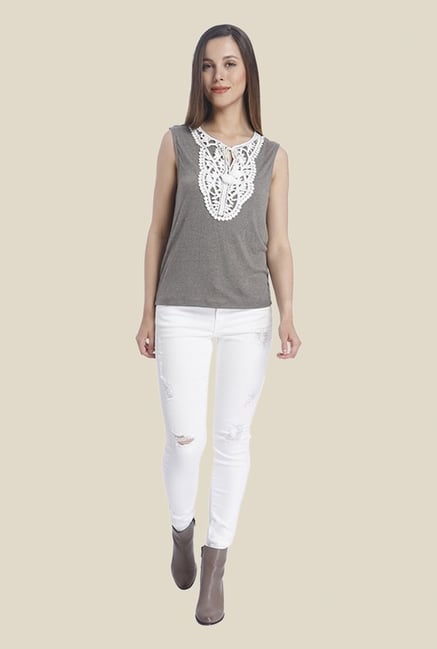 Vero Moda Grey Embroidered Top Vero Moda Grey Embroidered Top