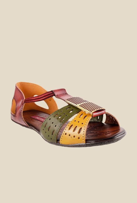 Metro Maroon & Yellow Casual Sandals Metro Maroon & Yellow Casual Sandals