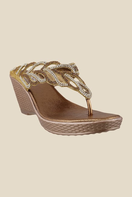 Mochi Antique Gold Wedge Heeled Sandals Mochi Antique Gold Wedge Heeled Sandals