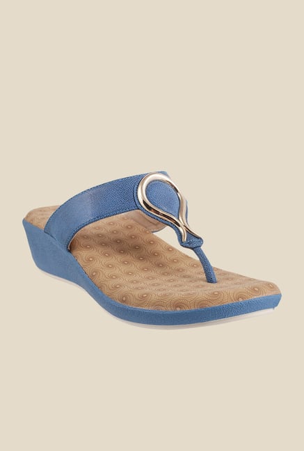 Mochi Blue T-Strap Wedges Mochi Blue T-Strap Wedges