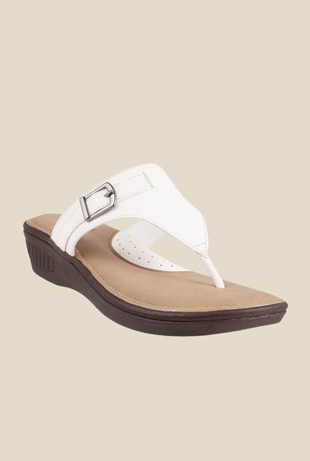 Metro White Wedge Heeled Thong Sandals Metro White Wedge Heeled Thong Sandals