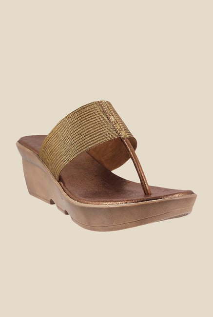 Mochi Antique Gold T-Strap Wedges Mochi Antique Gold T-Strap Wedges