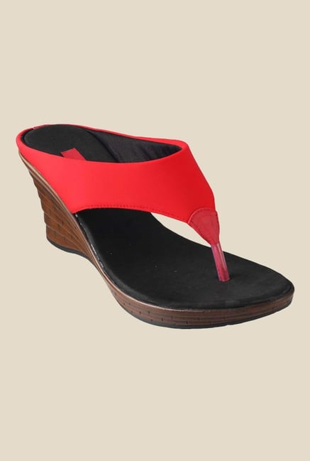 Metro Red Wedge Heeled Thong Sandals Metro Red Wedge Heeled Thong Sandals