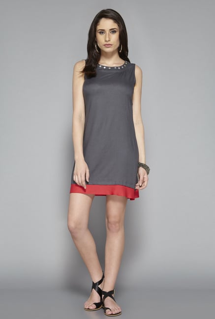 Bombay Paisley by Westside Grey Solid Dress Bombay Paisley by Westside Grey Solid Dress