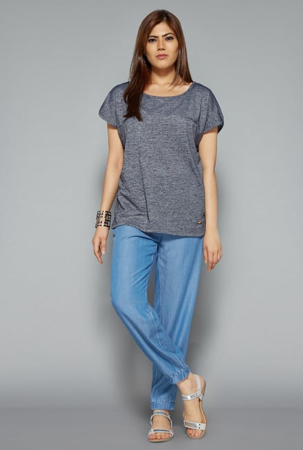Gia by Westside Blue Solid Pant Gia by Westside Blue Solid Pant