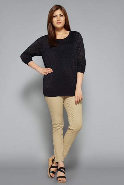Gia by Westside Beige Solid Trouser Gia by Westside Beige Solid Trouser