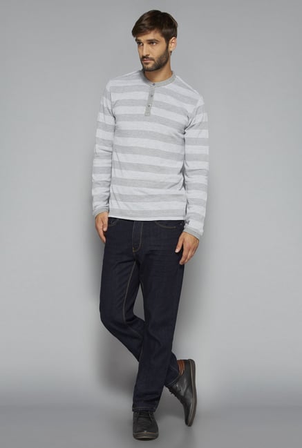 Ascot by Westside Grey Striped T Shirt Ascot by Westside Grey Striped T Shirt