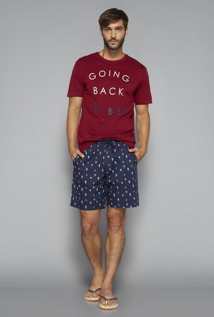 Bodybasics by Westside Maroon Printed T Shirt Bodybasics by Westside Maroon Printed T Shirt