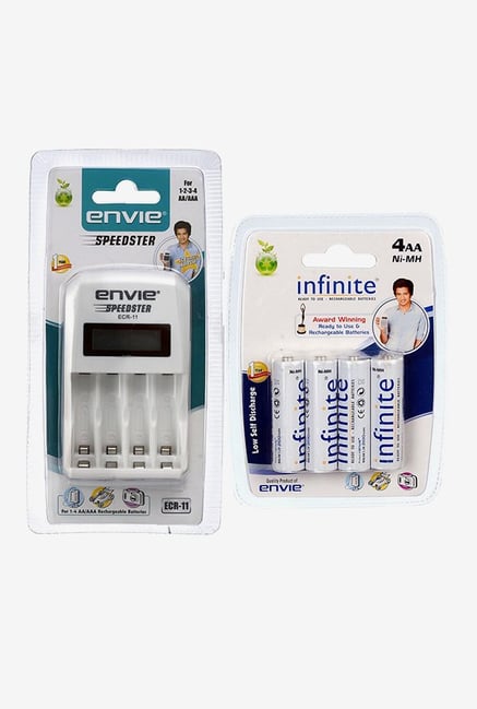 Envie ECR-11 Charger with 4xAA 2100 mAh Battery (White) Envie ECR-11 Charger with 4xAA 2100 mAh Battery (White)