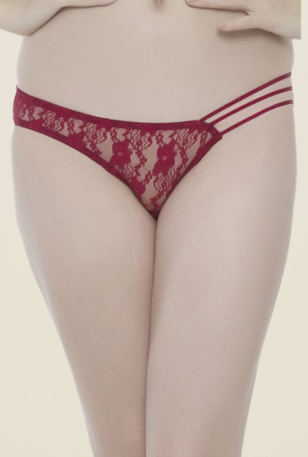 Clovia Maroon Sheer Lacy Bikini Panty Clovia Maroon Sheer Lacy Bikini Panty