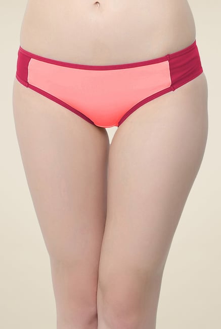 Clovia Orange & Maroon Lace Bikini Panty Clovia Orange & Maroon Lace Bikini Panty
