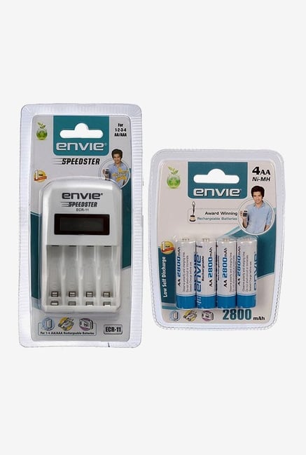 Envie ECR-11 Charger with 4xAA 2800 mAh Battery (White) Envie ECR-11 Charger with 4xAA 2800 mAh Battery (White)