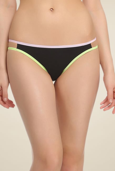 Clovia Green & Black Solid Bikini Panty Clovia Green & Black Solid Bikini Panty