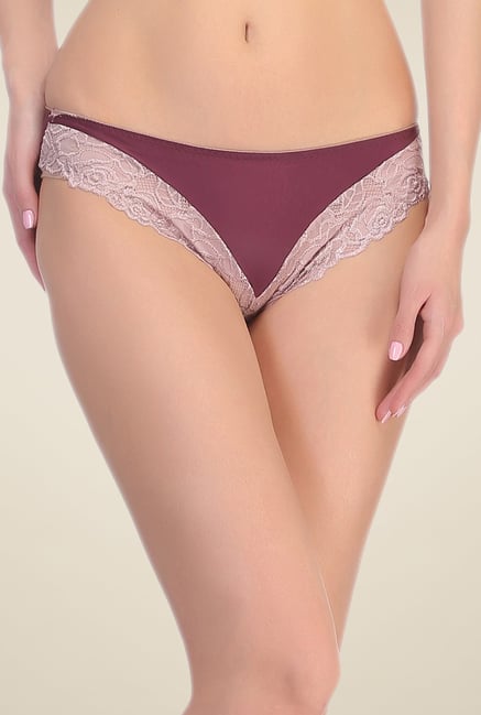 Clovia Purple & Grey Lace Bikini Panty Clovia Purple & Grey Lace Bikini Panty