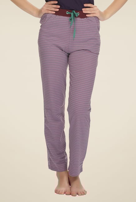 Clovia Purple Striped Pyjama Clovia Purple Striped Pyjama