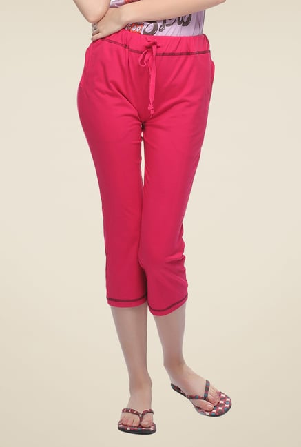 Clovia Pink Solid Capris Clovia Pink Solid Capris