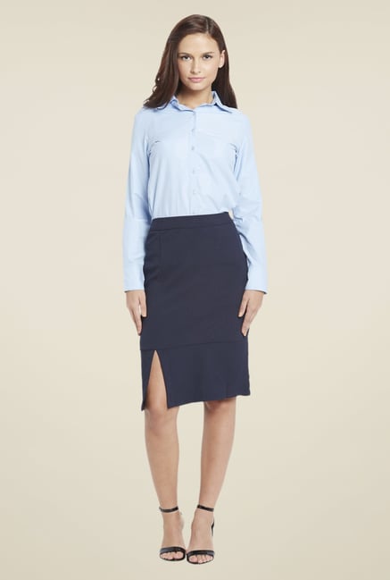 Globus Navy Solid Skirt Globus Navy Solid Skirt