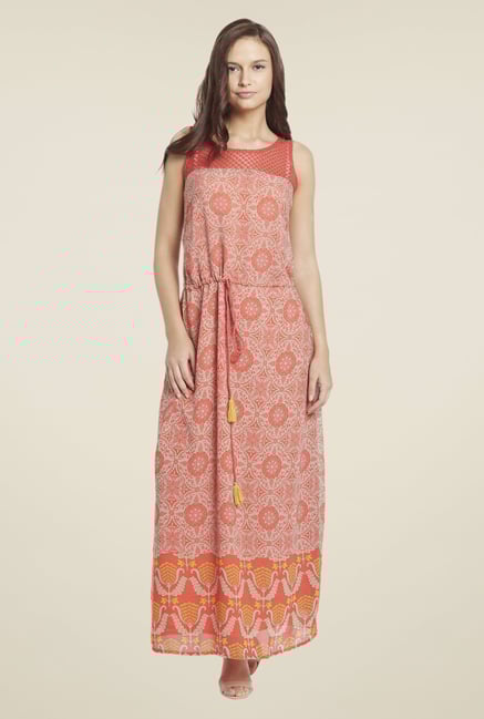 Globus Orange Printed Maxi Dress Globus Orange Printed Maxi Dress
