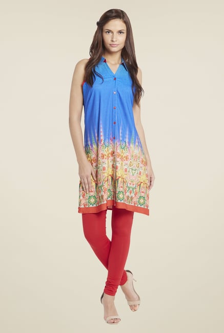 Globus Blue Printed Kurti Globus Blue Printed Kurti