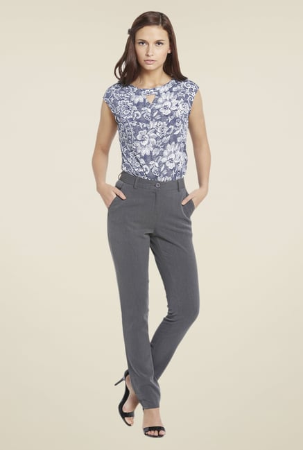 Globus Grey Solid Trouser Globus Grey Solid Trouser