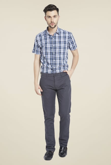 Globus Dark Grey Solid Chinos Globus Dark Grey Solid Chinos